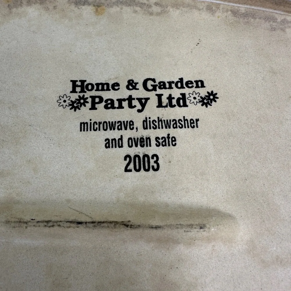 Home Garden Party 2003 Oval Baking Dish Floral Blue Rim